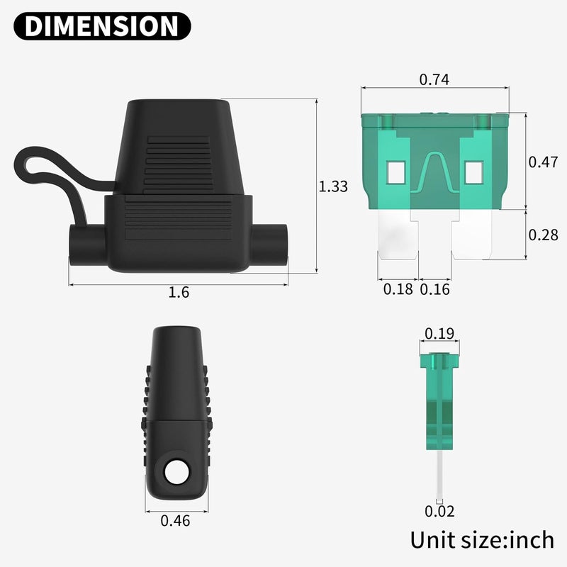DAIERTEK 10 Gauge Fuse Holder 12V for ATC/ATO Blade Fuses, Inline Fuse Holder with 10 AWG Wires, Waterproof, 30A/40A Fuses, 6pcs - Image 2